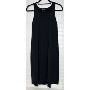 Athleta Dress Womens M Black Sleeveless Racerback High Low Fabric Drapes Well